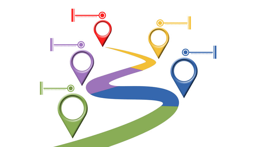 animated infographic five step timeline concept with callout for label, animation video footage isolated on white background with alpha channel(transparent).