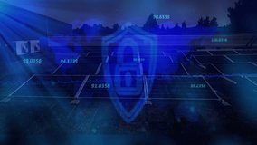 Shield icon floating above solar panels and world map, highlighting data protection in digital grid. Technology, renewable, energy, cybersecurity, innovation, futurism, sustainability - Powered by Shutterstock - Get 15% off with code: PIKWIZARD15