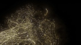 4K Gold Explosion effect. Festive Fireworks. Isolated on black background. Floating golden sparkles. Glowing Particles. Overlay.  - Powered by Shutterstock - Get 15% off with code: PIKWIZARD15