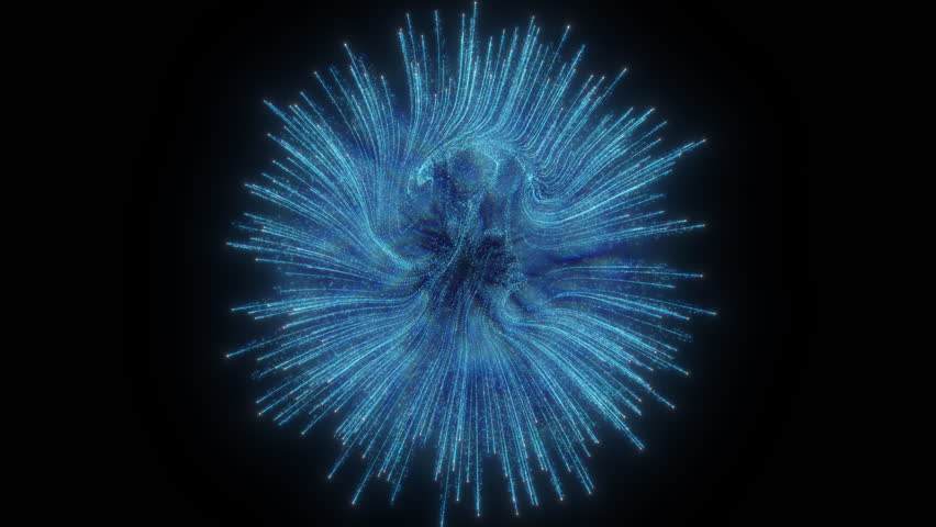 4K Explosion of Blue Bokeh lights. Holiday motion background. Glowing particle abstract. 2160p 60fps. Exploding frost particles. 3d rendering. Isolated on black effect. 2026 Trend footage.