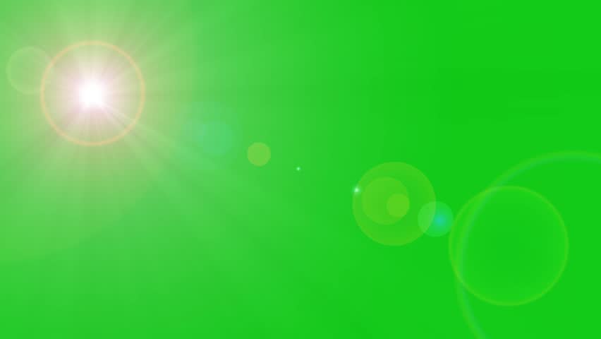 lens flares shine rays Light on green screen background. flashlights. Bright light lens flare effect 4k video.