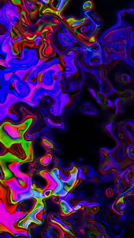 Transforming neon liquid hypnotic trippy background. Psychedelic wave deformation animated abstract curved shapes colorful holographic rainbow swirl animation. Vertical video of hippie tie dye design	