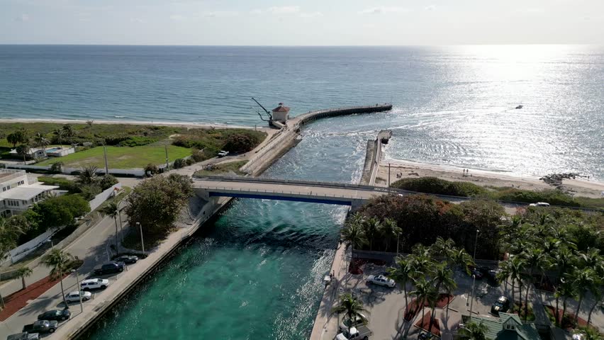Aerial view of Boynton Inlet and the Intracoastal Waterway, Florida