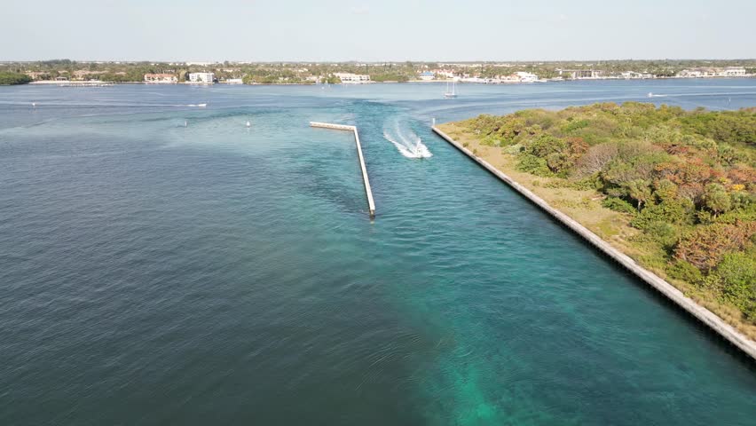 Aerial view of Boynton Inlet and the Intracoastal Waterway, Florida