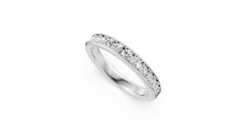 3D animation of an eternity ring viewed from multiple angles. Smooth motion shows full design and brilliance.