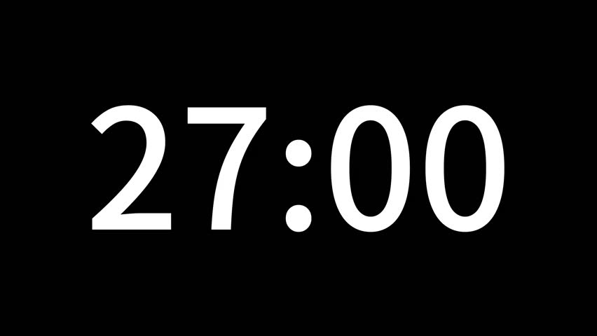 Countdown timer from 27 minute to 26 minute suitable for presentations, educational. The minimalist design ensures seamless integration with any video project. Ideal for editors looking for modern