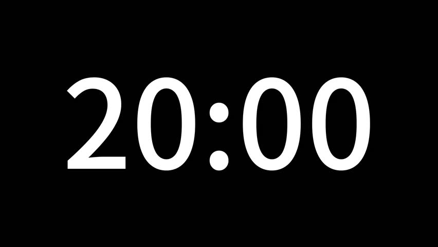Countdown timer from 20 minute to 19 minute suitable for presentations, educational. The minimalist design ensures seamless integration with any video project. Ideal for editors looking for modern