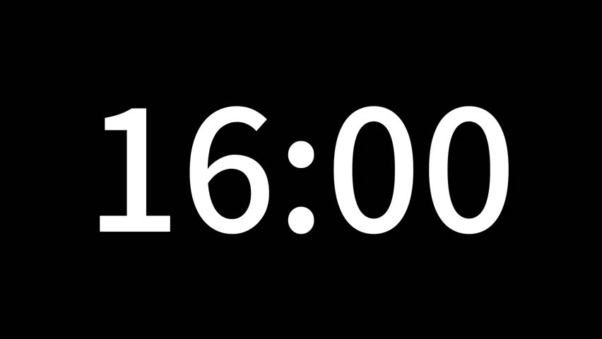 Countdown timer from 16 minute to 15 minute suitable for presentations, educational. The minimalist design ensures seamless integration with any video project. Ideal for editors looking for modern