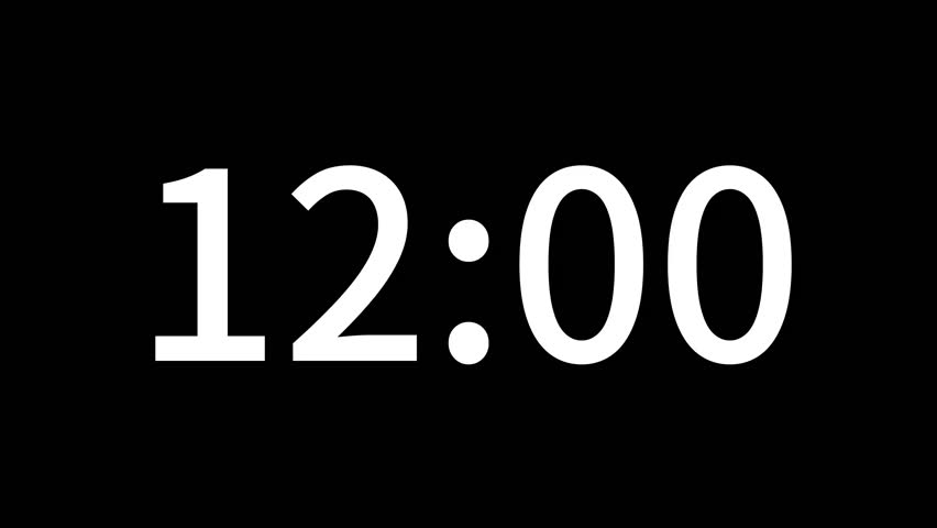 Countdown timer from 12 minute to 11 minute suitable for presentations, educational. The minimalist design ensures seamless integration with any video project. Ideal for editors looking for modern