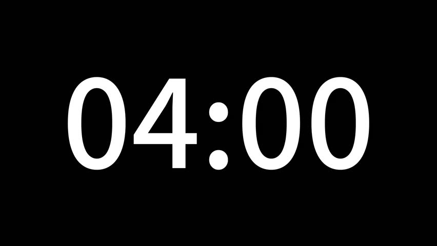 Countdown timer from 4 minute to 3 minute suitable for presentations, educational. The minimalist design ensures seamless integration with any video project. Ideal for editors looking for modern