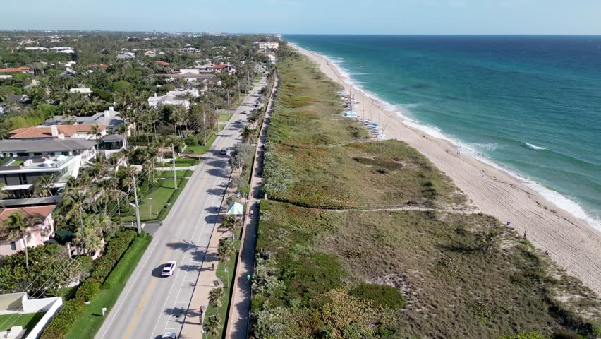 Aerial view of the Intracoastal Waterway, Delray Beach, Florida