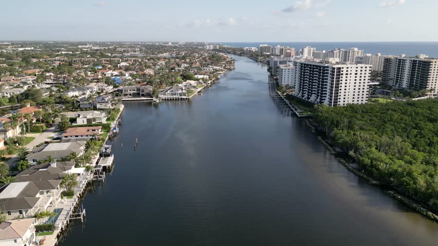 Aerial view of the Intracoastal Waterway, Delray Beach, Florida