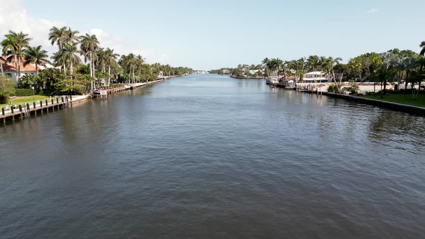 Aerial view of the Intracoastal Waterway, Delray Beach, Florida