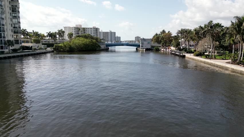 Aerial view of the Intracoastal Waterway, Delray Beach, Florida