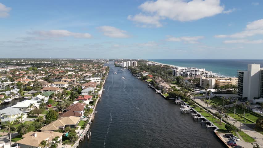 Aerial view of the Intracoastal Waterway, Delray Beach, Florida