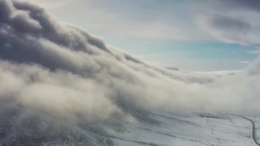 Aerial View of Avalanche in Mountainous Terrain