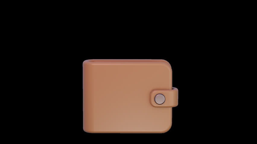 3D object motion graphics, a wallet with bills and credit cards sticking out