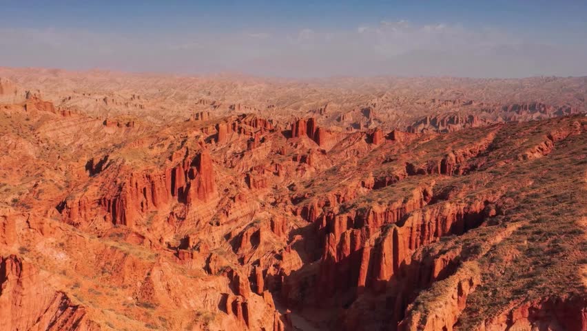 Aerial View of Red Rock Canyon Landscape at Sunset