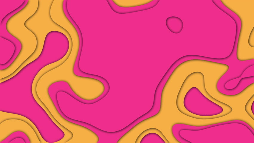 Abstract background with pink and yellow layered shapes. Suitable for feminine designs, social media graphics, or colorful website backgrounds. seamless loop animation.