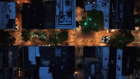 Warm lighting lantern of shopping city street at night. Aerial top down shot. Rooftops of houses, homes and shops in Charlottesville, Virginia. - Powered by Shutterstock - Get 15% off with code: PIKWIZARD15