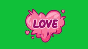 Love pop art comic symbol shape speech bubble bright colorful expression pink cloud green screen background - Powered by Shutterstock - Get 15% off with code: PIKWIZARD15