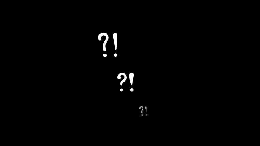 Flying Question and Exclamation Marks.  Loop Animation with Alpha Channel