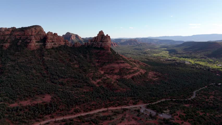 Aerial video over picturesque Sedona, Arizona, in northern Arizona, Flagstaff.