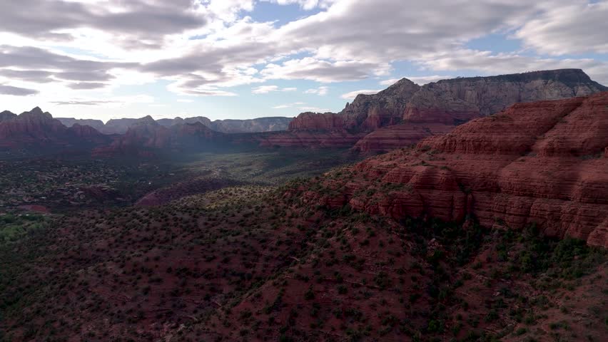 Aerial video over picturesque Sedona, Arizona, in northern Arizona, Flagstaff.