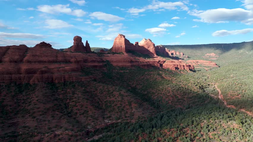 Aerial video over picturesque Sedona, Arizona, in northern Arizona, Flagstaff.