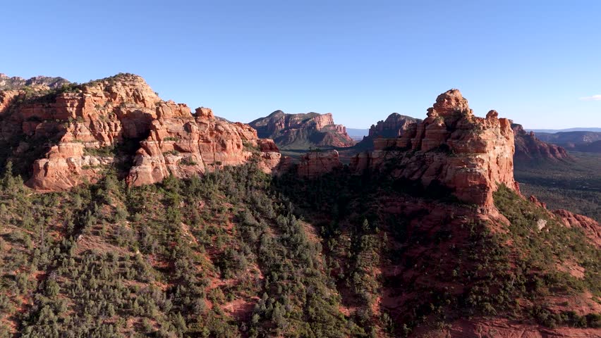 Aerial video over picturesque Sedona, Arizona, in northern Arizona, Flagstaff.
