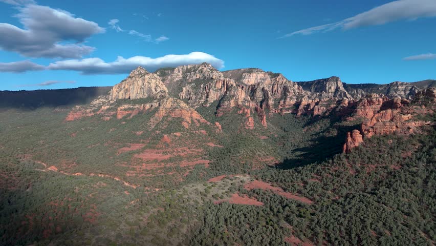 Aerial video over picturesque Sedona, Arizona, in northern Arizona, Flagstaff.