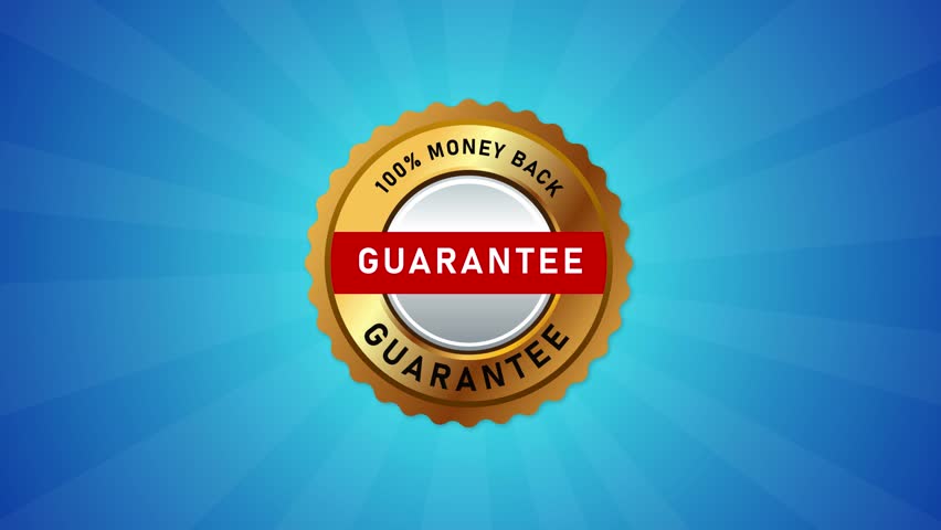 Money back guarantee refund warranty quality assurance gold golden emblem stamp badges symbol of product guarantee animated 