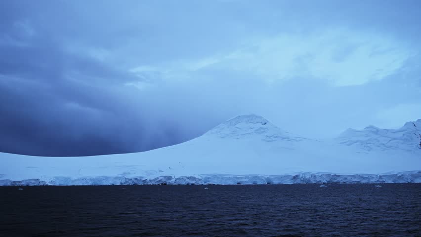 Antarctica Ocean Winter Seascape with Snow Covered Icy Scenery and Cold Weather Winter Scene, Antarctica Peninsula Scene with Sea