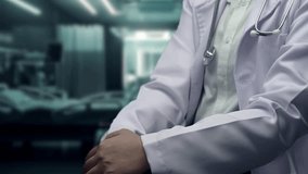Close up of smart doctor sitting and showing human anatomy hologram floating on hand. Medical worker holding HUD dashboard whole body and examine symptom by using medical data analysis. Remedial. - Powered by Shutterstock - Get 15% off with code: PIKWIZARD15