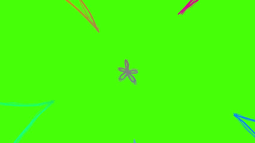 Colorful Doodle FX Animation on Green Screen – Hand-Drawn Looping Swipe-Up Symbol and Circle Sketch Elements