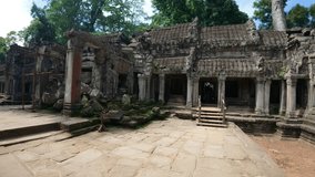 The image depicts moss-covered ruins being overtaken by large tree roots, reflecting the powerful growth of nature in an ancient, overgrown structure. Siem Reap Tomb Raider , Banteay Kdei Temple 
 - Powered by Shutterstock - Get 15% off with code: PIKWIZARD15