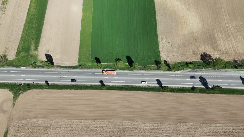 National road from Romania E85 aerial shoot
