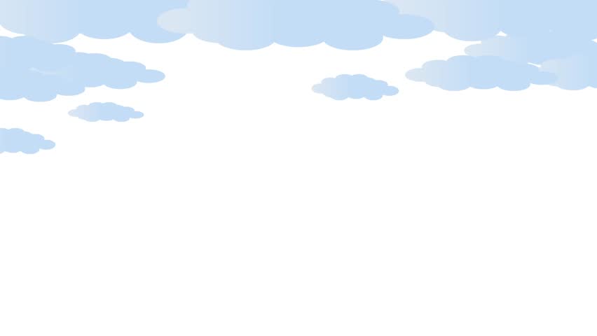 Simple cartoon animation of airplane flying above clouds. Travel themed animation with airplane soaring through sky.