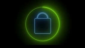 Red neon glowing lock icon with a sleek line design on a black background. Perfect for digital security, app interfaces, and modern tech visuals. - Powered by Shutterstock - Get 15% off with code: PIKWIZARD15