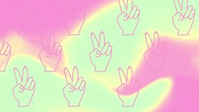 Wow text rotating in vibrant pop-art flat design, with rainbow rings, stacked bars and peace signs. Pop-art, vibrancy, neon, abstract, playful, graphic, bold - Powered by Shutterstock - Get 15% off with code: PIKWIZARD15