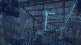 Fitness partners swinging on gymnastic rings in outdoor gym, featuring animated finance arrow chart. Outdoor, fitness, strength, athleticism, mobility, determination, performance - Powered by Shutterstock - Get 15% off with code: PIKWIZARD15