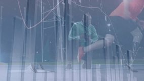 Male athlete preparing sprint start on track, blending finance candlestick charts and line graphs. Athleticism, innovation, technology, performance, determination, competition, versatility - Powered by Shutterstock - Get 15% off with code: PIKWIZARD15