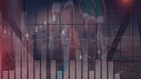 Group of female athletes running cone drill in gym, showing green jerseys, financial chart overlays. Sports, fitness, training, analysis, teamwork, athletic, performance - Powered by Shutterstock - Get 15% off with code: PIKWIZARD15