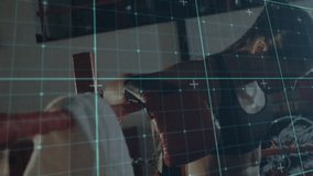 woman training inside boxing gym ring, with sports technology overlay highlighting movement metrics. Athlete, fitness, performance, digital interface, strength, training, determination - Powered by Shutterstock - Get 15% off with code: PIKWIZARD15