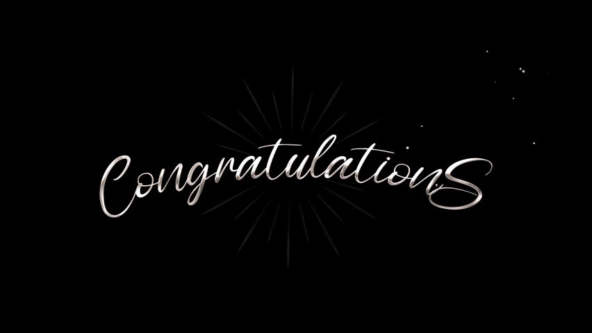Congratulations Text Animation Lettering Text Animation with green leaf. Handwriting animation to celebrate. High Quality 4K Video Alpha Channel