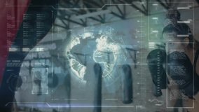 Female boxer punching heavy bag in warehouse gym, showing fitness tech HUD data overlays. Athletic, futuristic, strength, determination, urban, training, technology - Powered by Shutterstock - Get 15% off with code: PIKWIZARD15