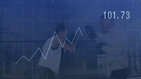 female boxer throwing punch at trainer mitts inside boxing gym, showing health data chart overlay. Athletic, training, fitness, modern, motivation, success, performance - Powered by Shutterstock - Get 15% off with code: PIKWIZARD15