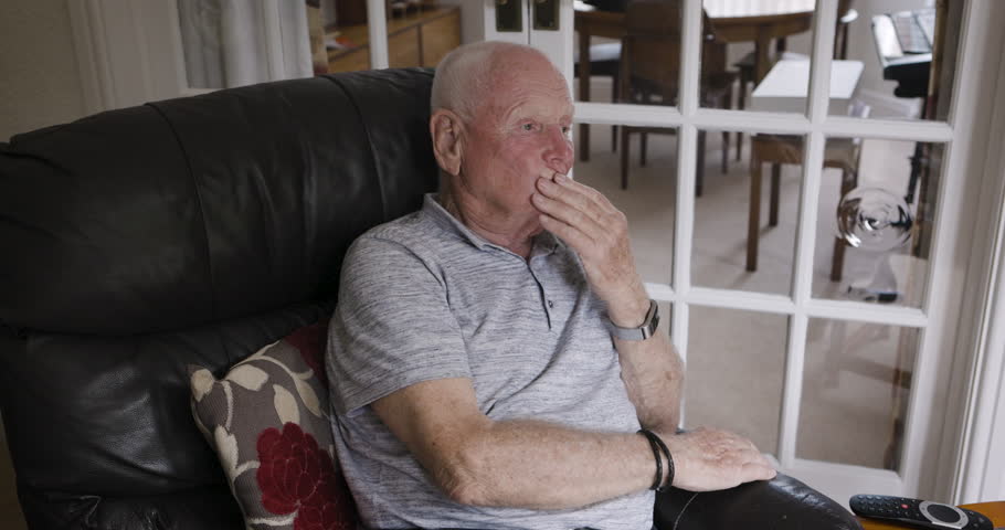 Thinking, sad and relax with old man on sofa feeling lost, confused and depression. Mental health, lonely and retirement with elderly guy in living room at home for problem, mistake and frustrated