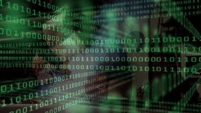 Programmer wearing glasses coding at desk under binary code overlay, showing technology brain model. Technology, innovation, cybersecurity, digital, intelligence, hardware, work environment - Powered by Shutterstock - Get 15% off with code: PIKWIZARD15