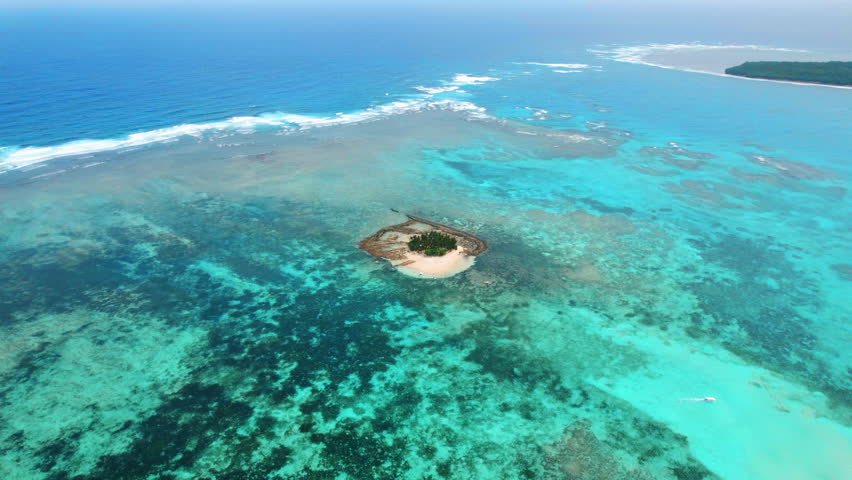 4K Aerial Drone Footage of Guyam Island in Siargao, Philippines – Tropical Sandbar, Clear Blue Water, and Palm Trees
